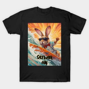 Rabbit surfing a salt water cures everything sea T-Shirt